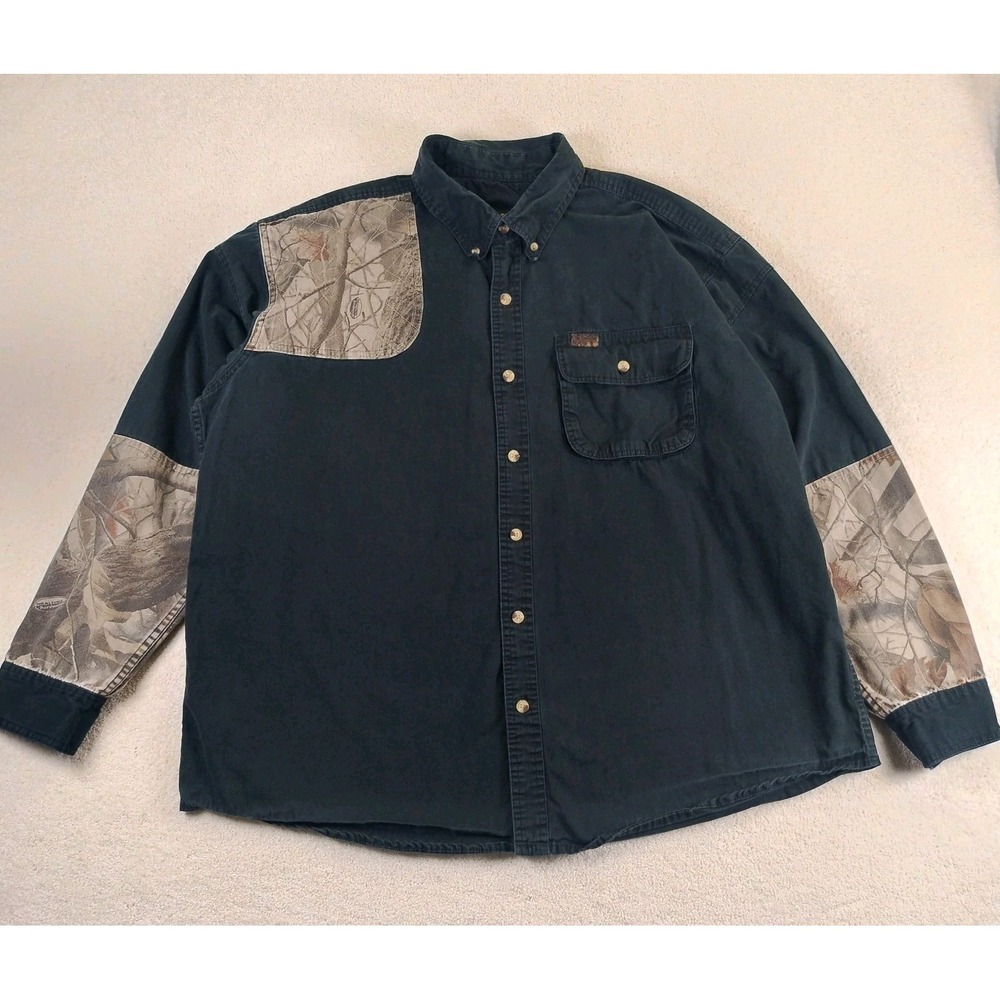VTG Sportsman's Warehouse x Realtree Shooting Shirt Men's XL Black Camo Hunting
